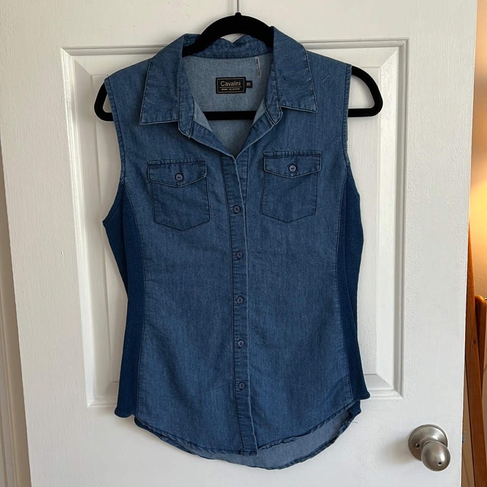 Cavalini Sleeveless Collared Top, Size Medium